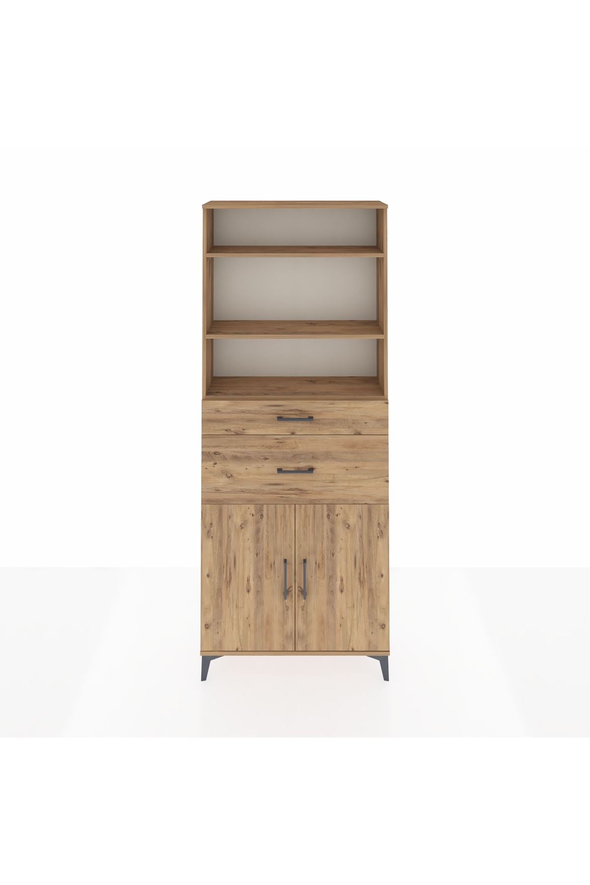 Arges Dolap 4 Raflı 2 Çekmeceli 2 Kapaklı 88x30x221 Çam-Çam