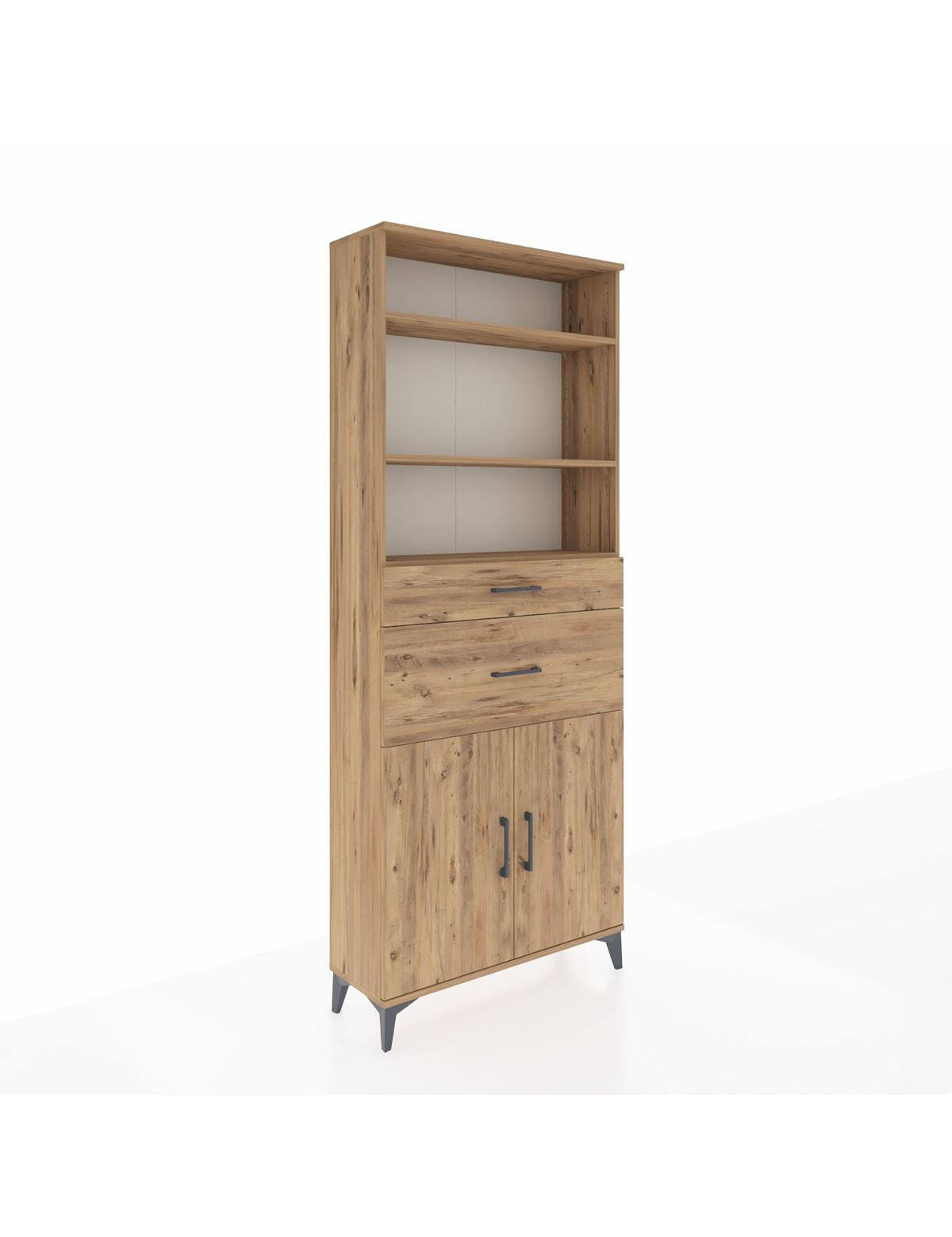 Arges Dolap 4 Raflı 2 Çekmeceli 2 Kapaklı 88x30x221 Çam-Çam