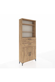 Arges Dolap 4 Raflı 2 Çekmeceli 2 Kapaklı 88x30x221 Çam-Çam