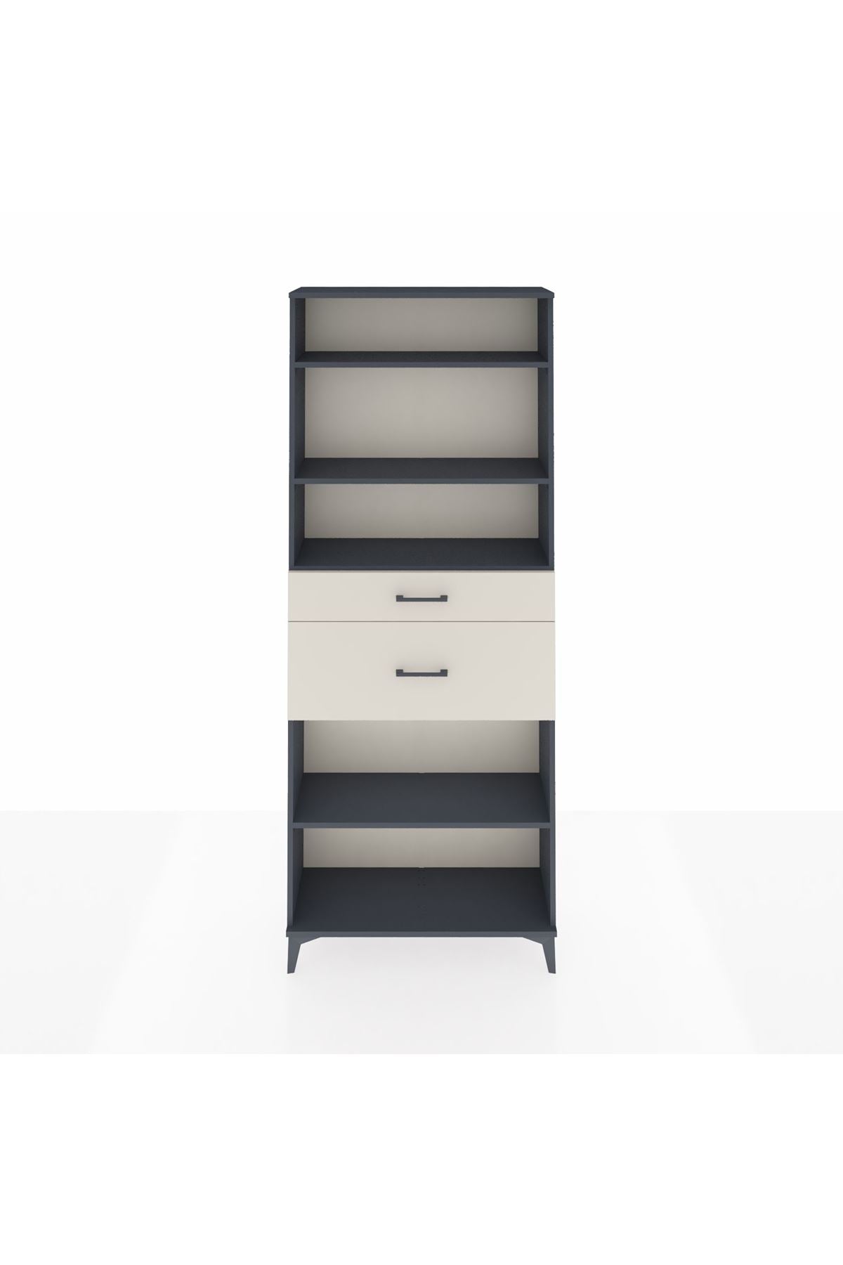 Arges Dolap 4 Raflı 2 Çekmeceli 88x30x221 Antrasit-Aytaşı