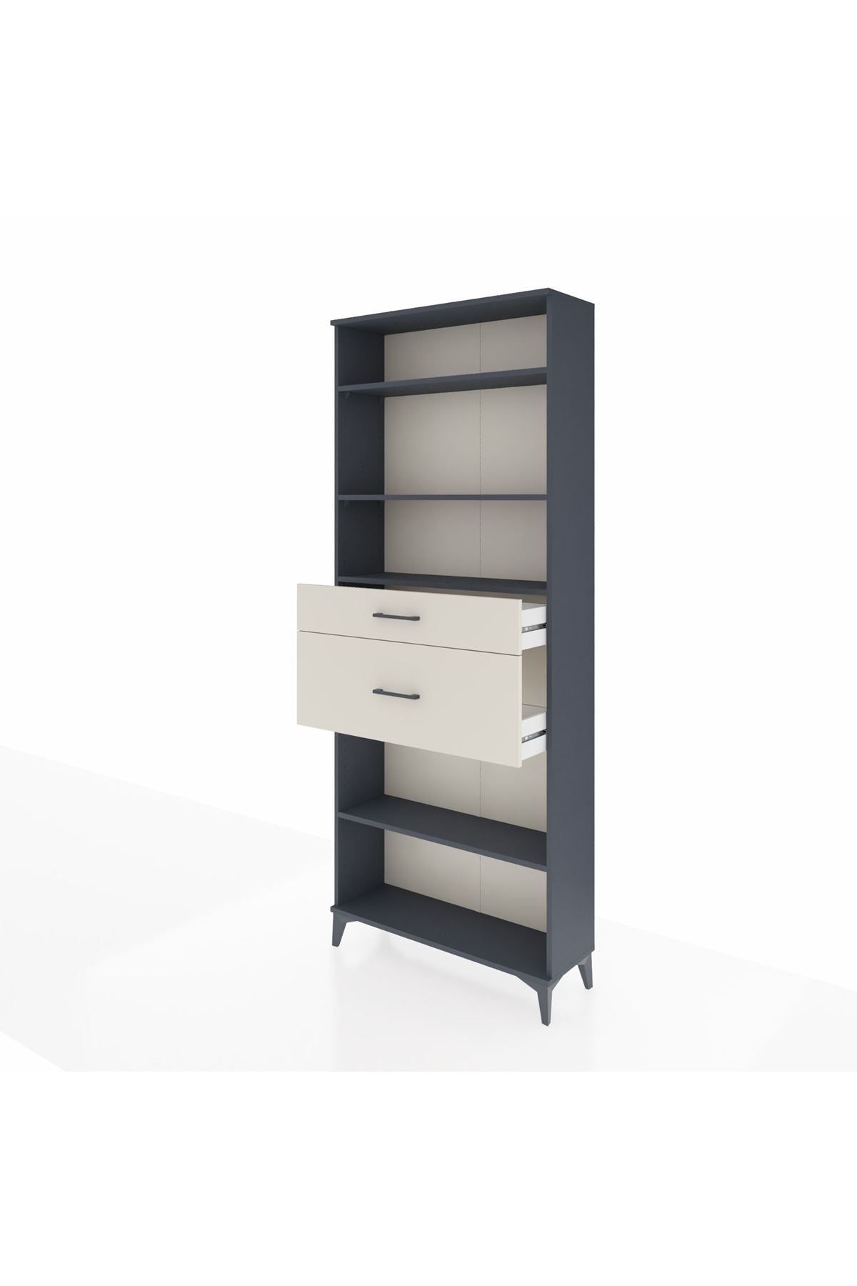 Arges Dolap 4 Raflı 2 Çekmeceli 88x30x221 Antrasit-Aytaşı