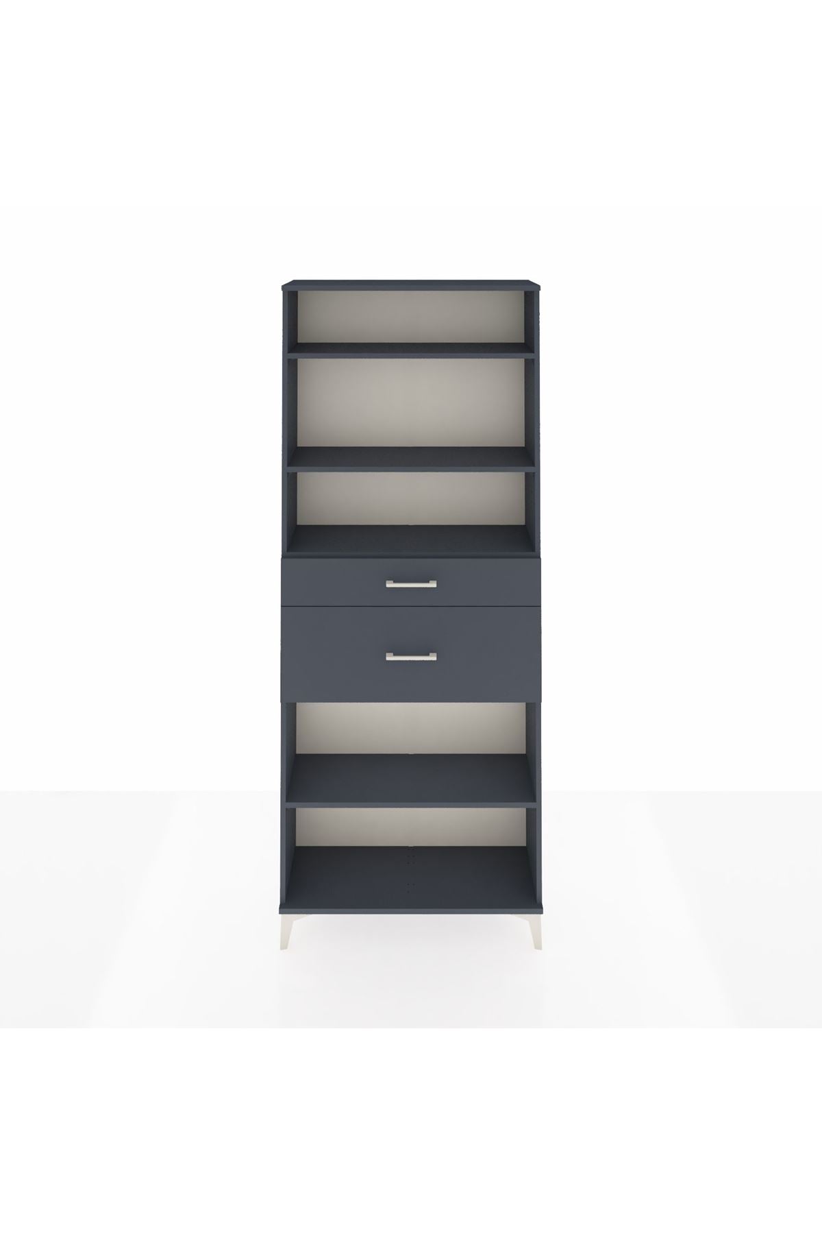 Arges Dolap 4 Raflı 2 Çekmeceli 88x30x221 Antrasit-Antrasit