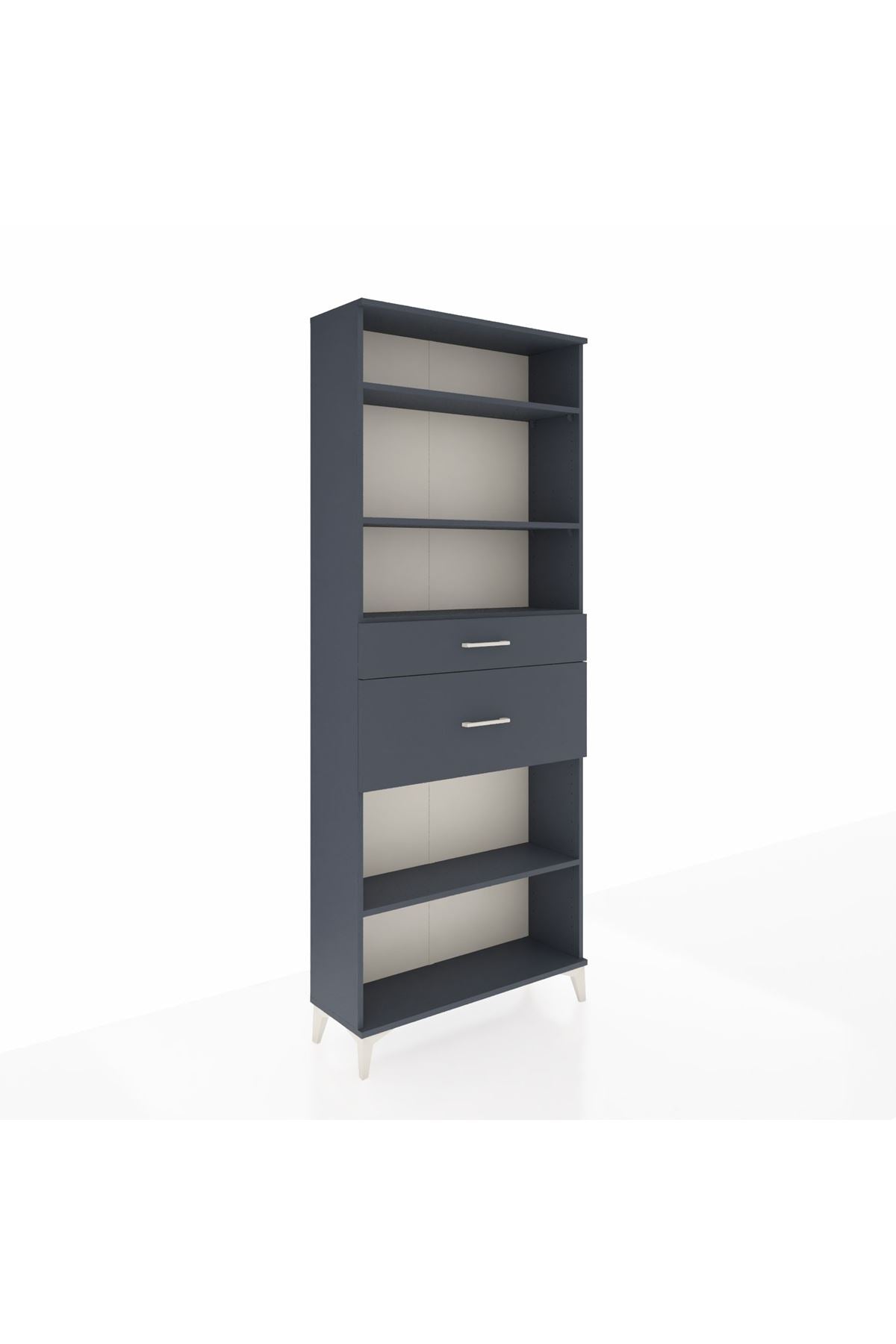 Arges Dolap 4 Raflı 2 Çekmeceli 88x30x221 Antrasit-Antrasit