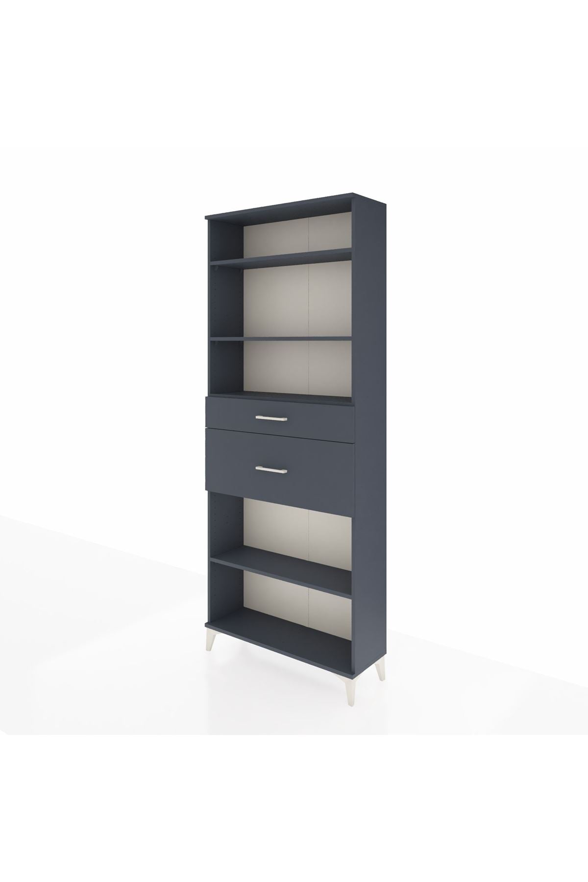 Arges Dolap 4 Raflı 2 Çekmeceli 88x30x221 Antrasit-Antrasit