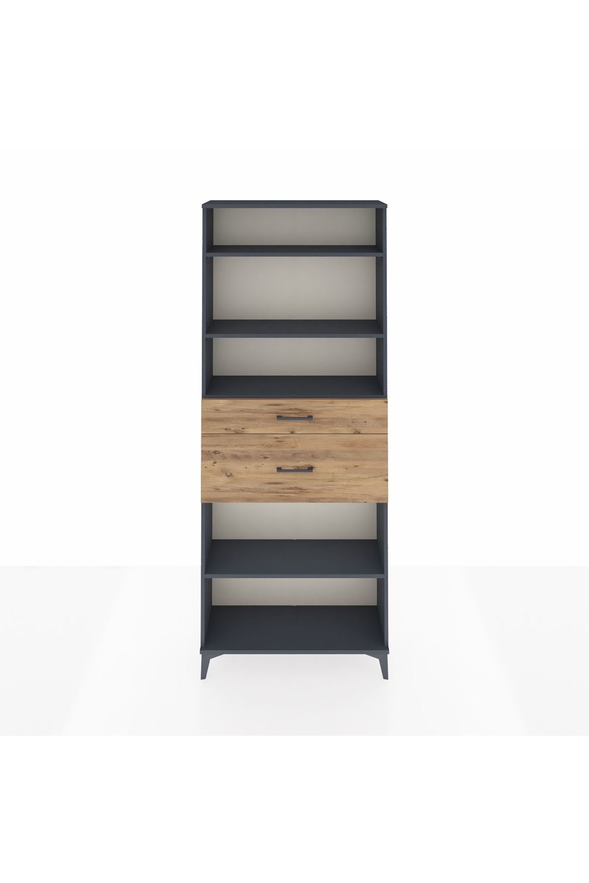 Arges Dolap 4 Raflı 2 Çekmeceli 88x30x221 Antrasit-Çam