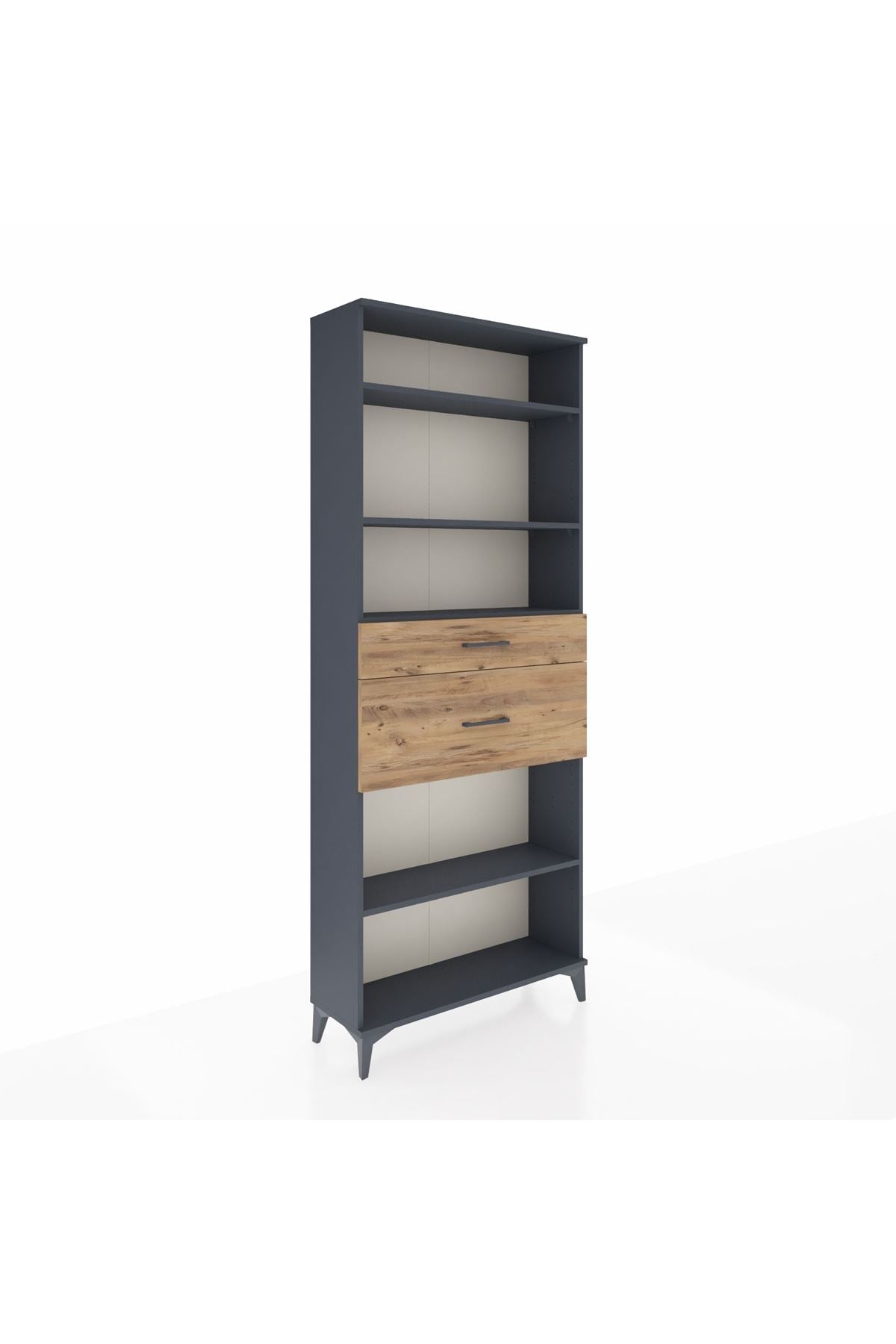 Arges Dolap 4 Raflı 2 Çekmeceli 88x30x221 Antrasit-Çam