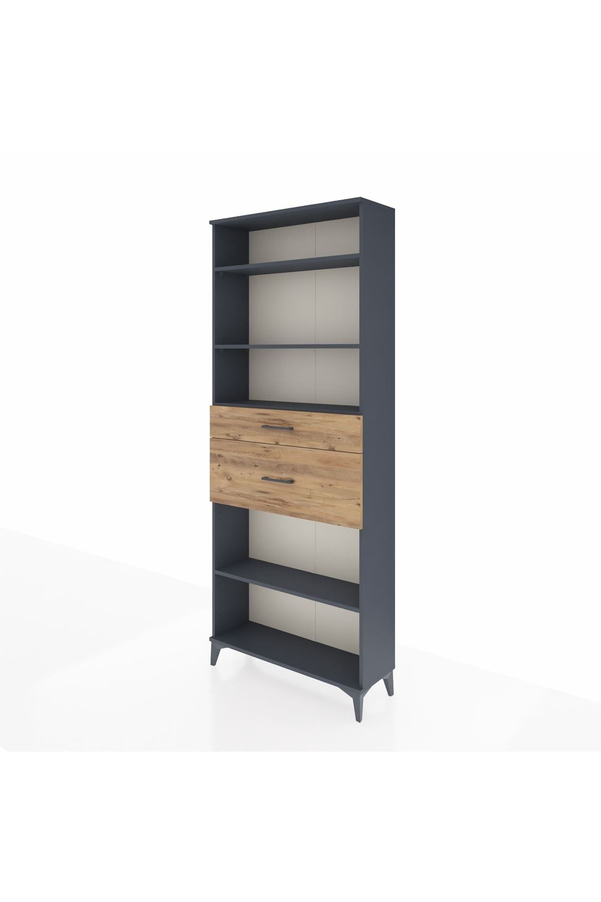 Arges Dolap 4 Raflı 2 Çekmeceli 88x30x221 Antrasit-Çam