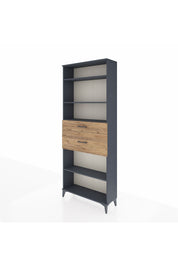 Arges Dolap 4 Raflı 2 Çekmeceli 88x30x221 Antrasit-Çam