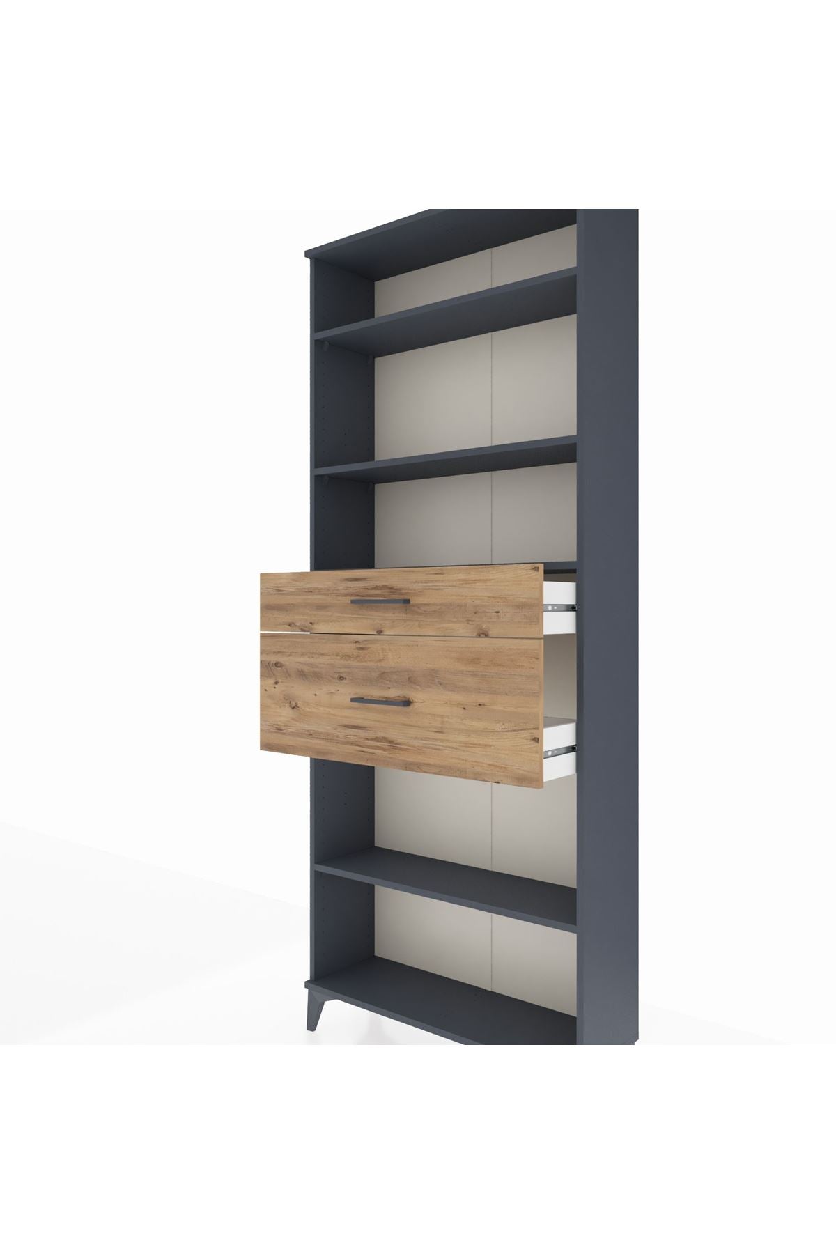 Arges Dolap 4 Raflı 2 Çekmeceli 88x30x221 Antrasit-Çam