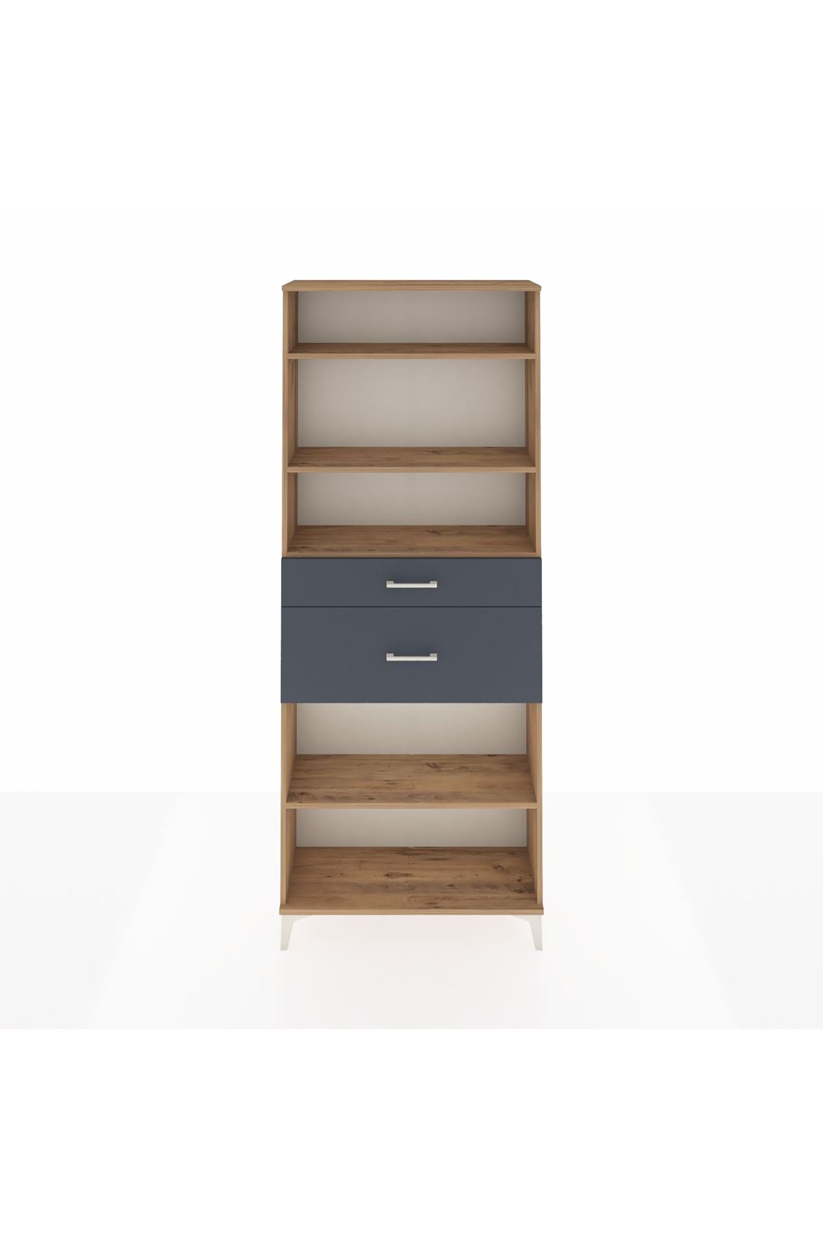 Arges Dolap 4 Raflı 2 Çekmeceli 88x30x221 Çam-Antrasit