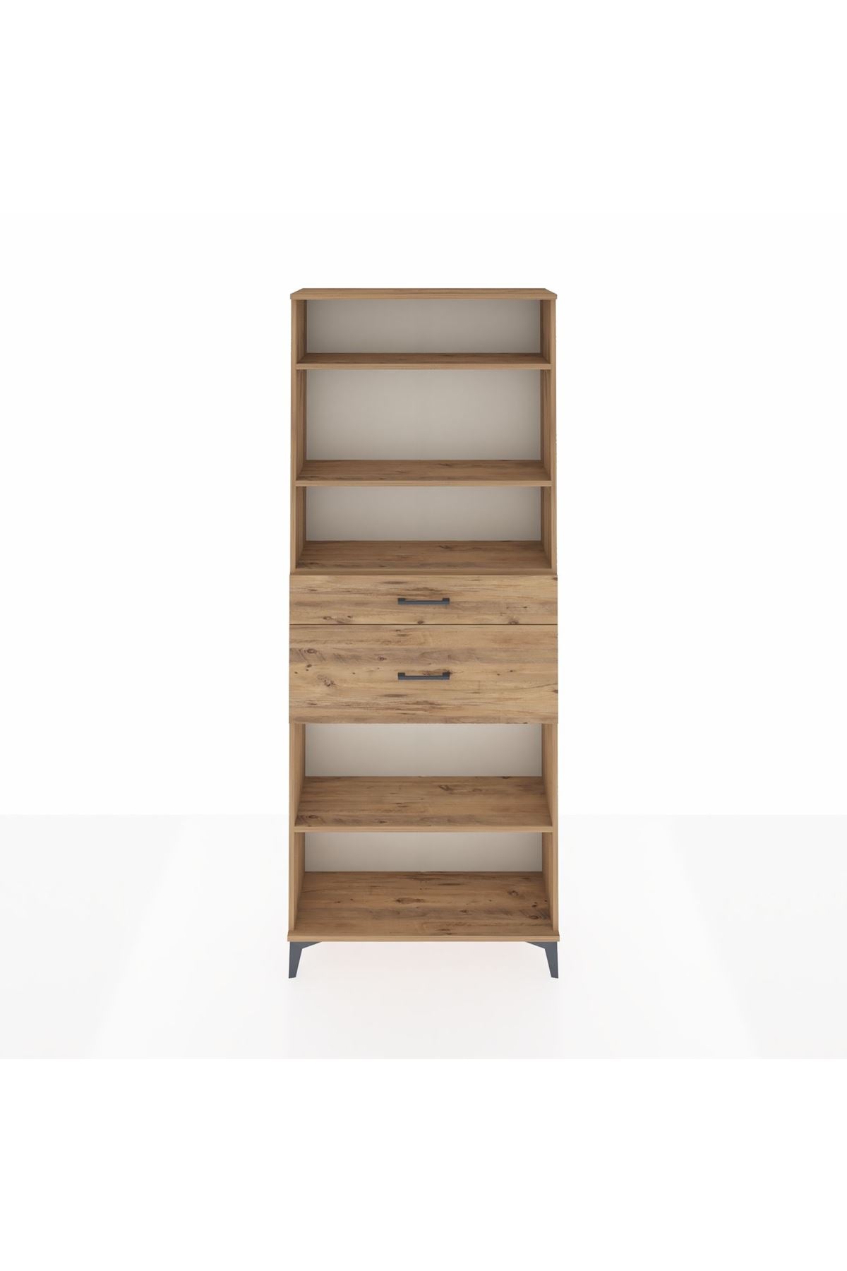 Arges Dolap 4 Raflı 2 Çekmeceli 88x30x221 Çam-Çam