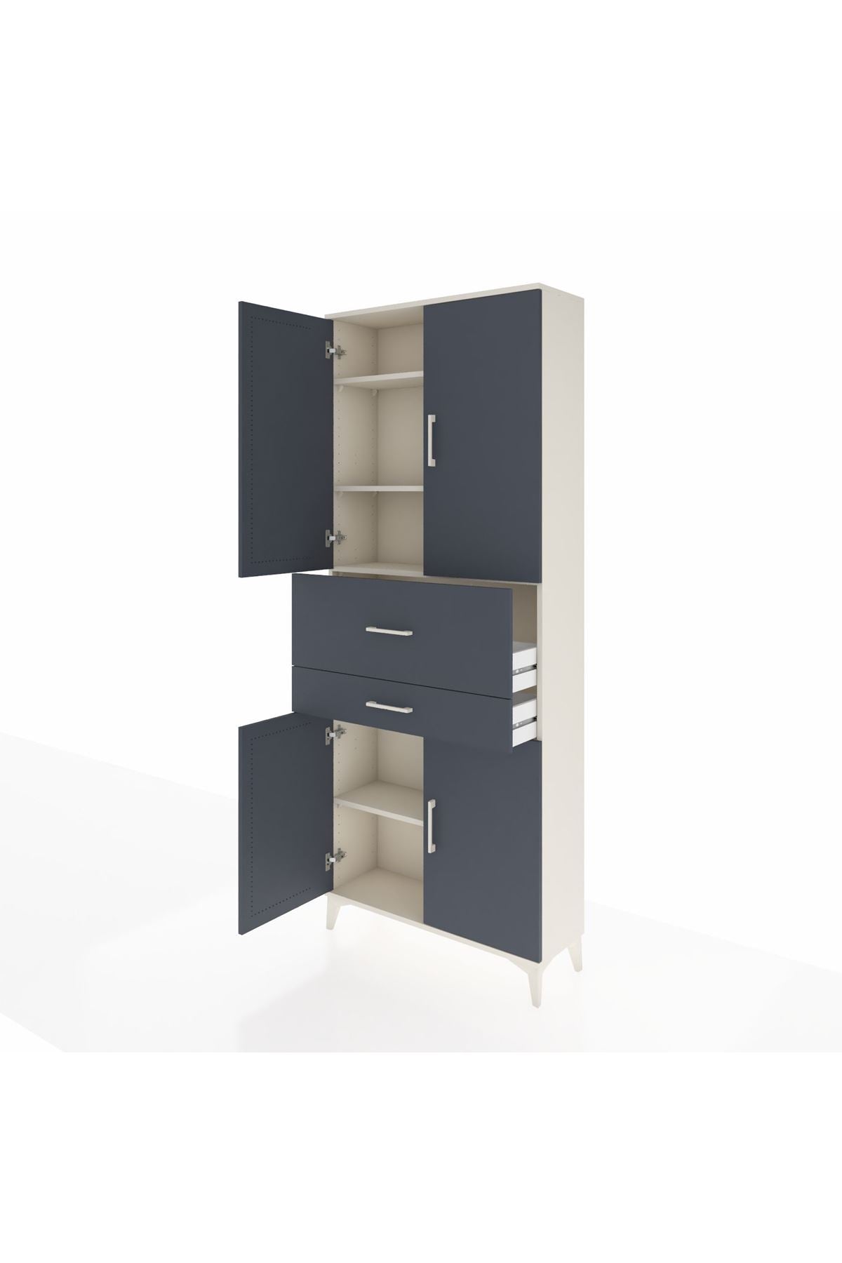 Arges Dolap 4 Raflı 2 Çekmeceli 4 Kapaklı 88x30x221 Aytaşı-Antrasit