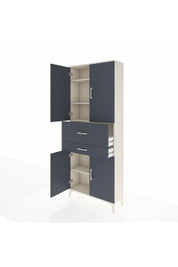 Arges Dolap 4 Raflı 2 Çekmeceli 4 Kapaklı 88x30x221 Aytaşı-Antrasit