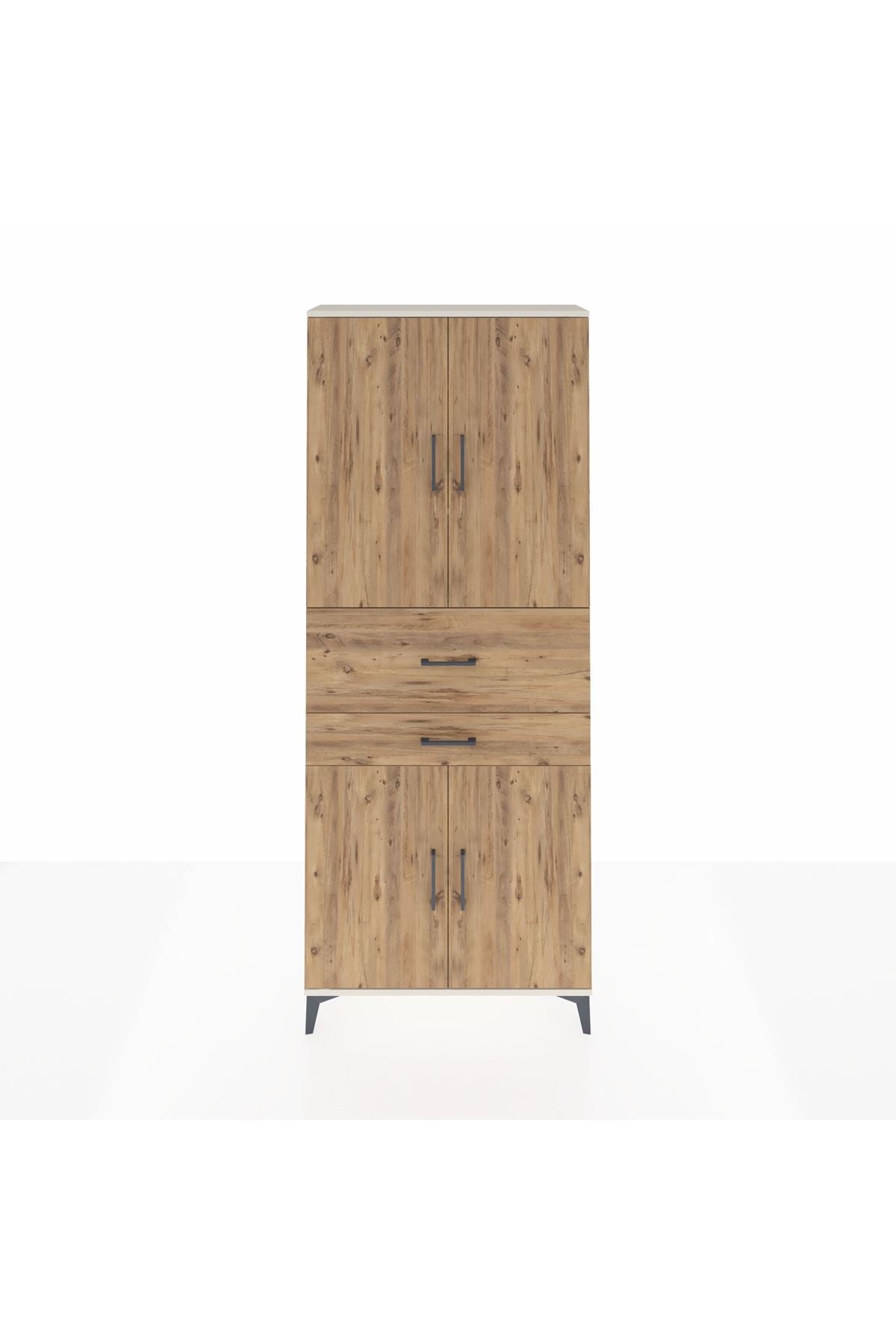 Arges Dolap 4 Raflı 2 Çekmeceli 4 Kapaklı 88x30x221 Aytaşı-Çam