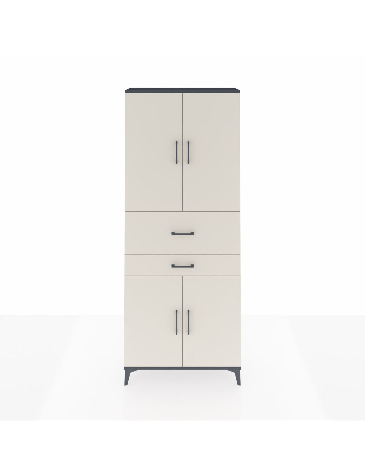 Arges Dolap 4 Raflı 2 Çekmeceli 4 Kapaklı 88x30x221 Antrasit-Aytaşı