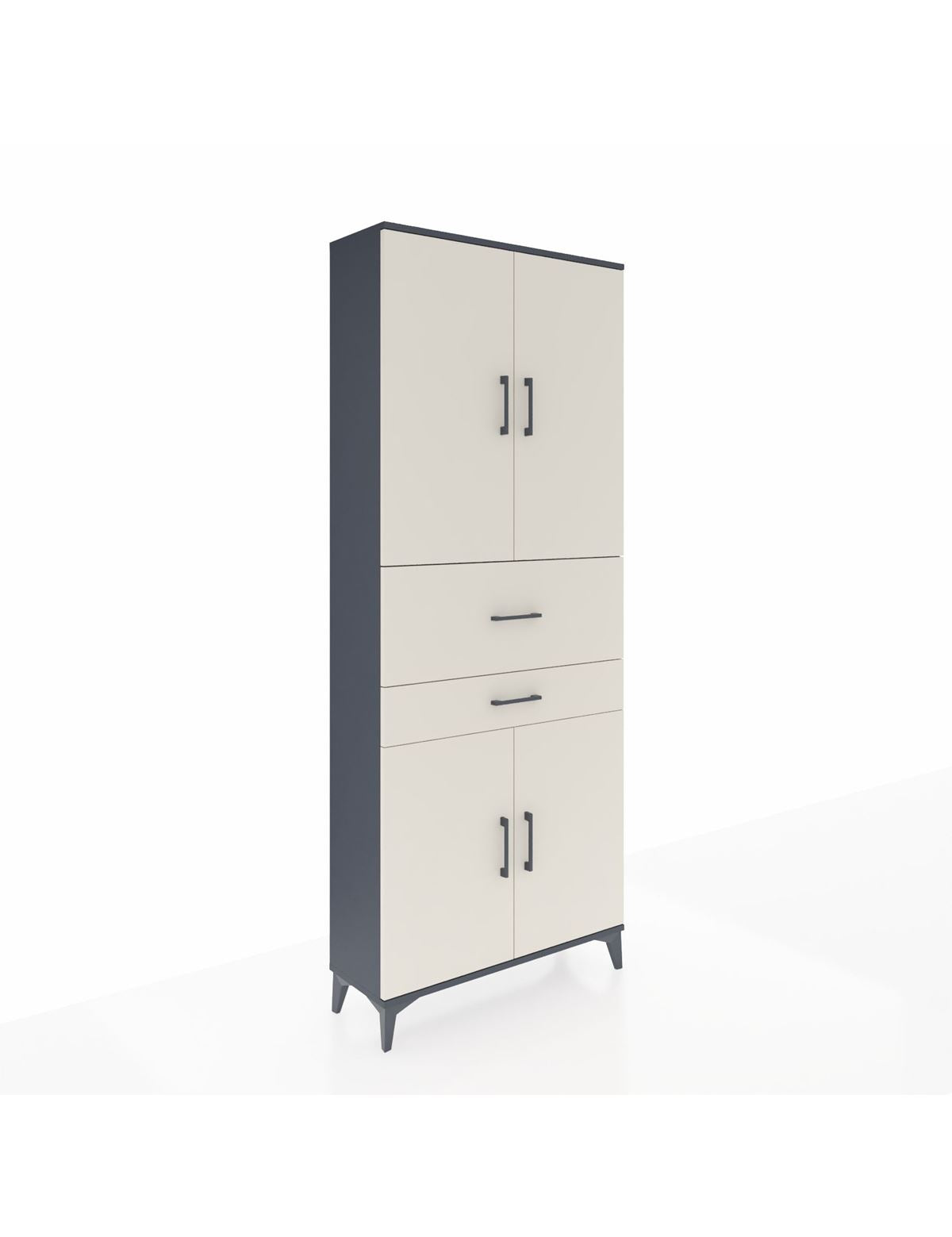 Arges Dolap 4 Raflı 2 Çekmeceli 4 Kapaklı 88x30x221 Antrasit-Aytaşı