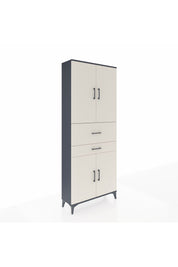 Arges Dolap 4 Raflı 2 Çekmeceli 4 Kapaklı 88x30x221 Antrasit-Aytaşı