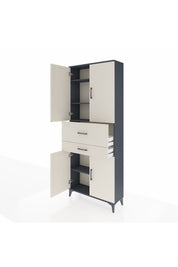 Arges Dolap 4 Raflı 2 Çekmeceli 4 Kapaklı 88x30x221 Antrasit-Aytaşı