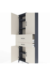 Arges Dolap 4 Raflı 2 Çekmeceli 4 Kapaklı 88x30x221 Antrasit-Aytaşı