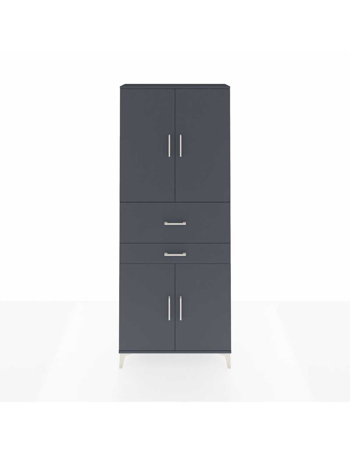 Arges Dolap 4 Raflı 2 Çekmeceli 4 Kapaklı 88x30x221 Antrasit-Antrasit