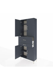 Arges Dolap 4 Raflı 2 Çekmeceli 4 Kapaklı 88x30x221 Antrasit-Antrasit