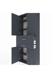Arges Dolap 4 Raflı 2 Çekmeceli 4 Kapaklı 88x30x221 Antrasit-Antrasit