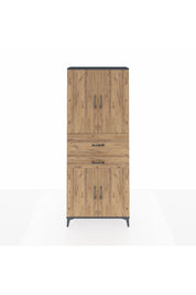 Arges Dolap 4 Raflı 2 Çekmeceli 4 Kapaklı 88x30x221 Antrasit-Çam