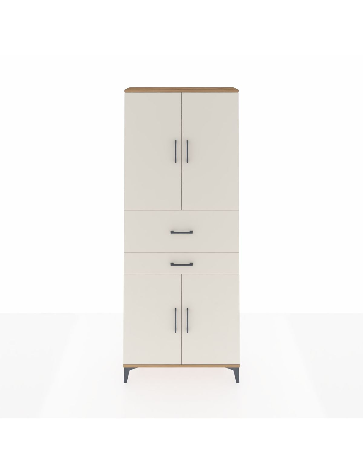 Arges Dolap 4 Raflı 2 Çekmeceli 4 Kapaklı 88x30x221 Çam-Aytaşı