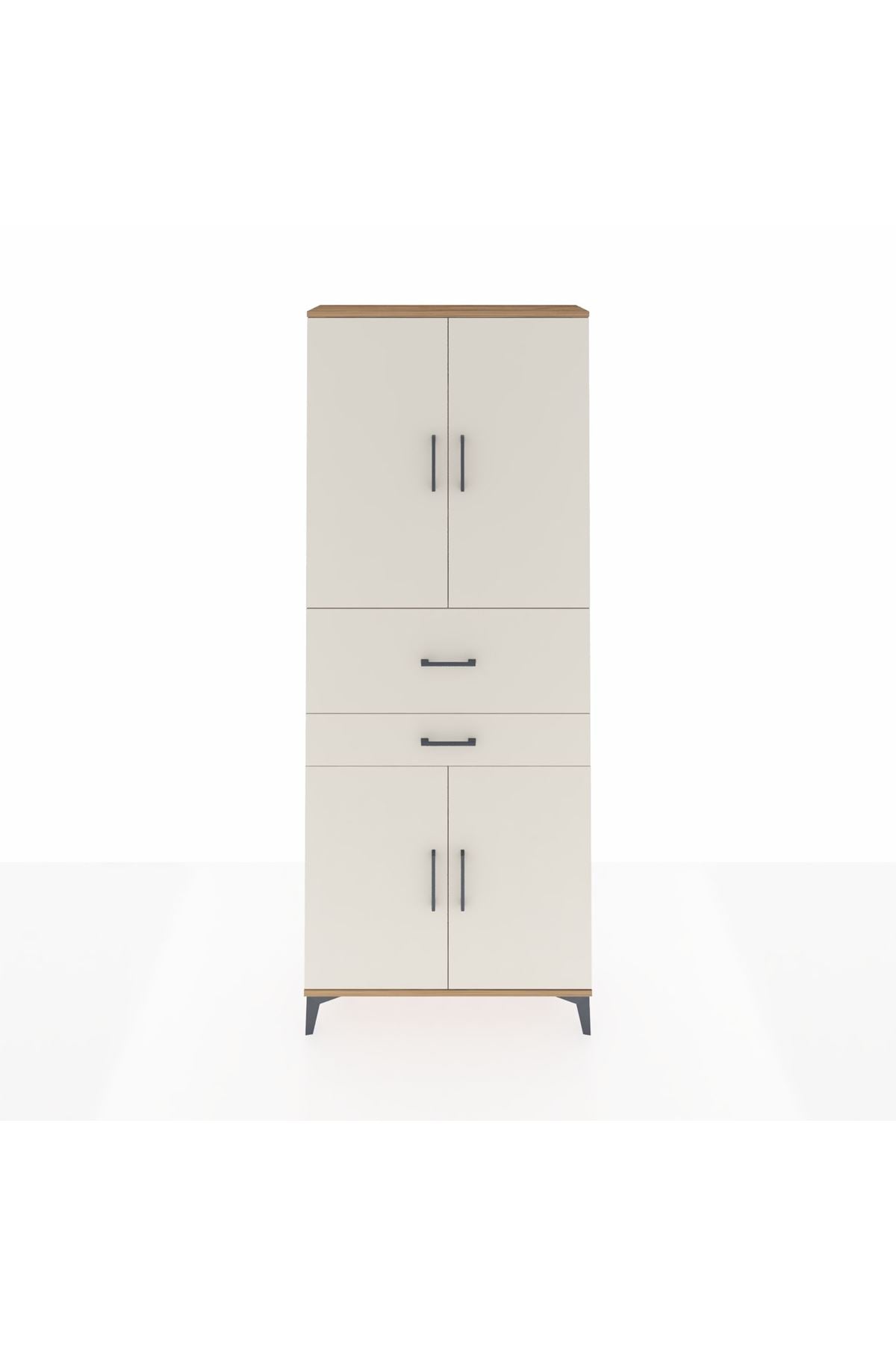 Arges Dolap 4 Raflı 2 Çekmeceli 4 Kapaklı 88x30x221 Çam-Aytaşı