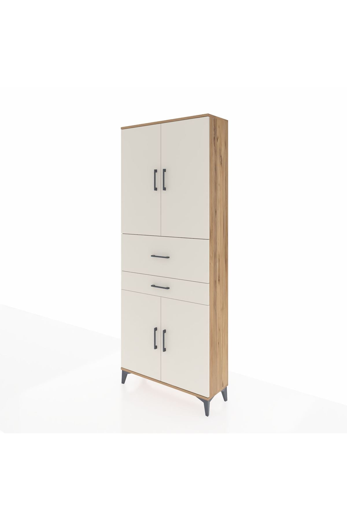 Arges Dolap 4 Raflı 2 Çekmeceli 4 Kapaklı 88x30x221 Çam-Aytaşı