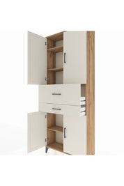 Arges Dolap 4 Raflı 2 Çekmeceli 4 Kapaklı 88x30x221 Çam-Aytaşı