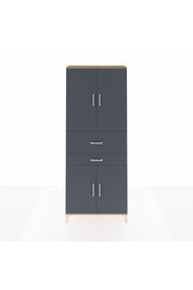 Arges Dolap 4 Raflı 2 Çekmeceli 4 Kapaklı 88x30x221 Çam-Antrasit