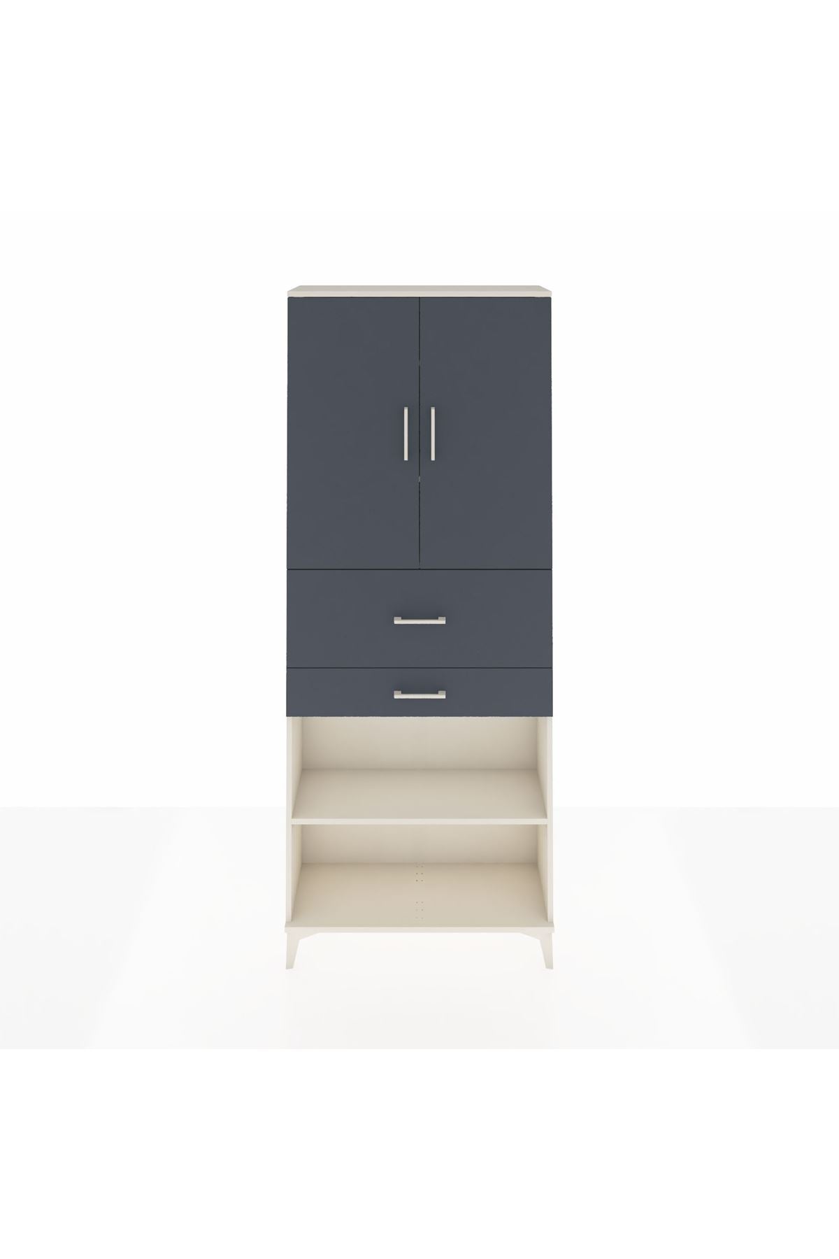 Arges Dolap 4 Raflı 2 Çekmeceli 2 Kapaklı 88x30x221 Aytaşı-Antrasit