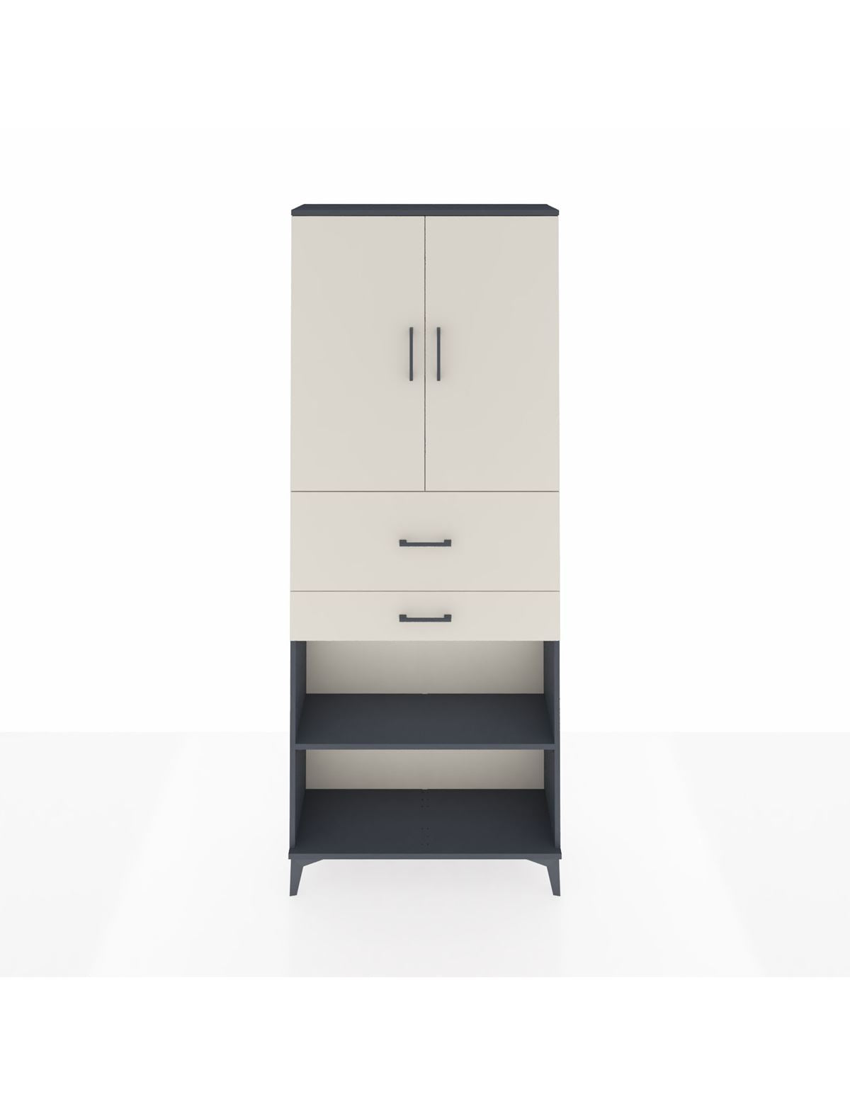 Arges Dolap 4 Raflı 2 Çekmeceli 2 Kapaklı 88x30x221 Antrasit-Aytaşı