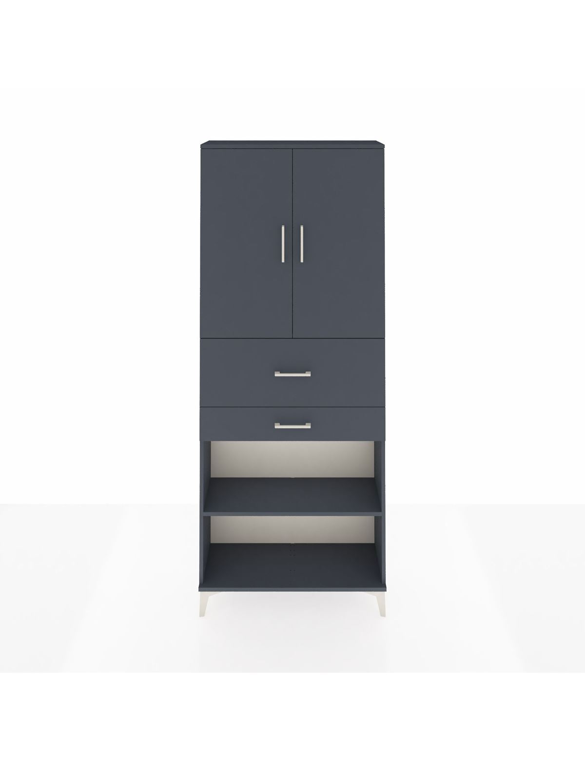 Arges Dolap 4 Raflı 2 Çekmeceli 2 Kapaklı 88x30x221 Antrasit-Antrasit