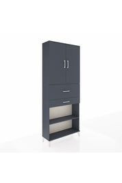 Arges Dolap 4 Raflı 2 Çekmeceli 2 Kapaklı 88x30x221 Antrasit-Antrasit