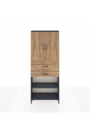 Arges Dolap 4 Raflı 2 Çekmeceli 2 Kapaklı 88x30x221 Antrasit-Çam