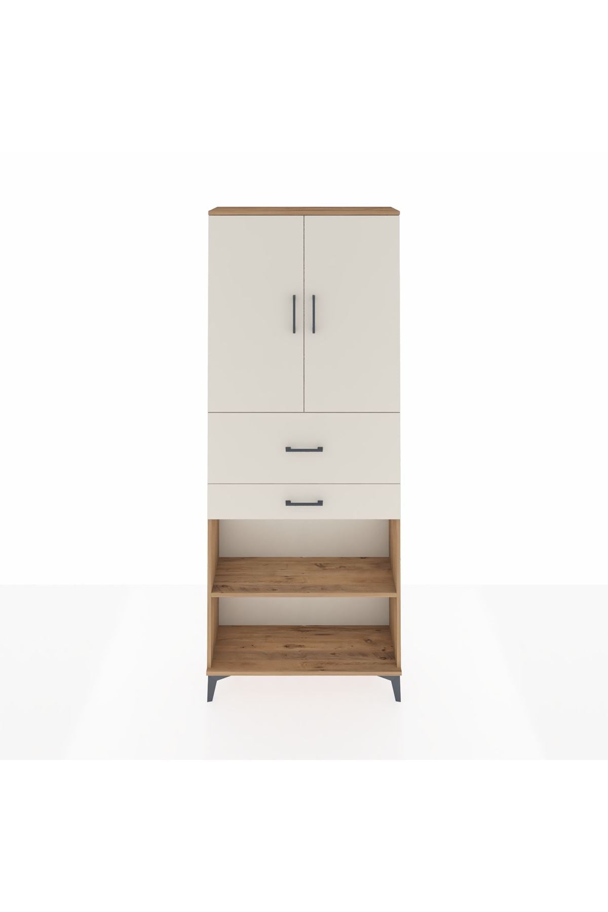 Arges Dolap 4 Raflı 2 Çekmeceli 2 Kapaklı 88x30x221 Çam-Aytaşı