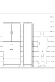 Arges Dolap 4 Raflı 2 Çekmeceli 2 Kapaklı 88x30x221 Antrasit-Çam