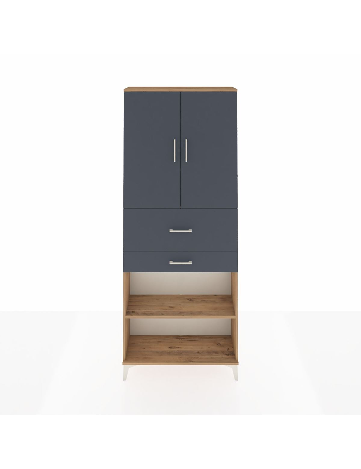 Arges Dolap 4 Raflı 2 Çekmeceli 2 Kapaklı 88x30x221 Çam-Antrasit