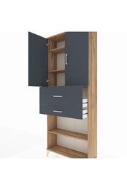 Arges Dolap 4 Raflı 2 Çekmeceli 2 Kapaklı 88x30x221 Çam-Antrasit