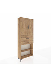 Arges Dolap 4 Raflı 2 Çekmeceli 2 Kapaklı 88x30x221 Çam-Çam