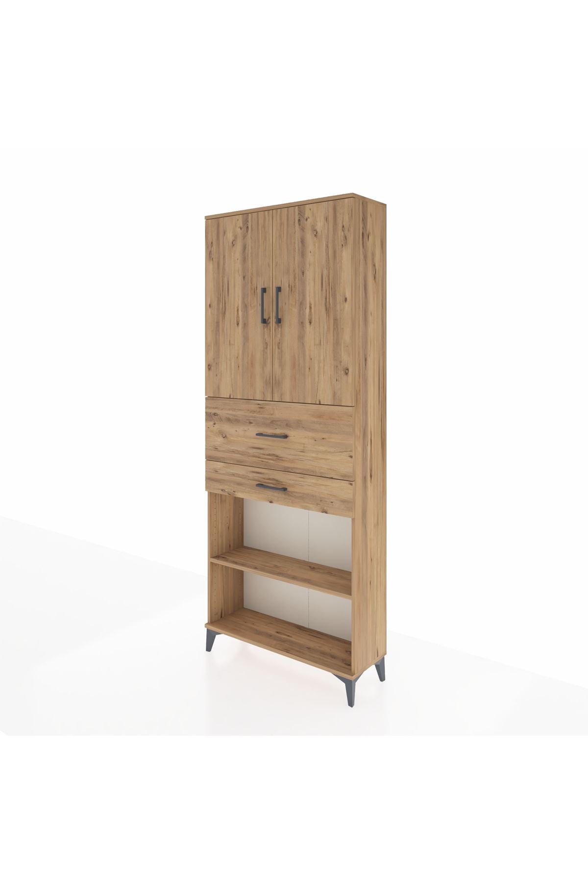 Arges Dolap 4 Raflı 2 Çekmeceli 2 Kapaklı 88x30x221 Çam-Çam