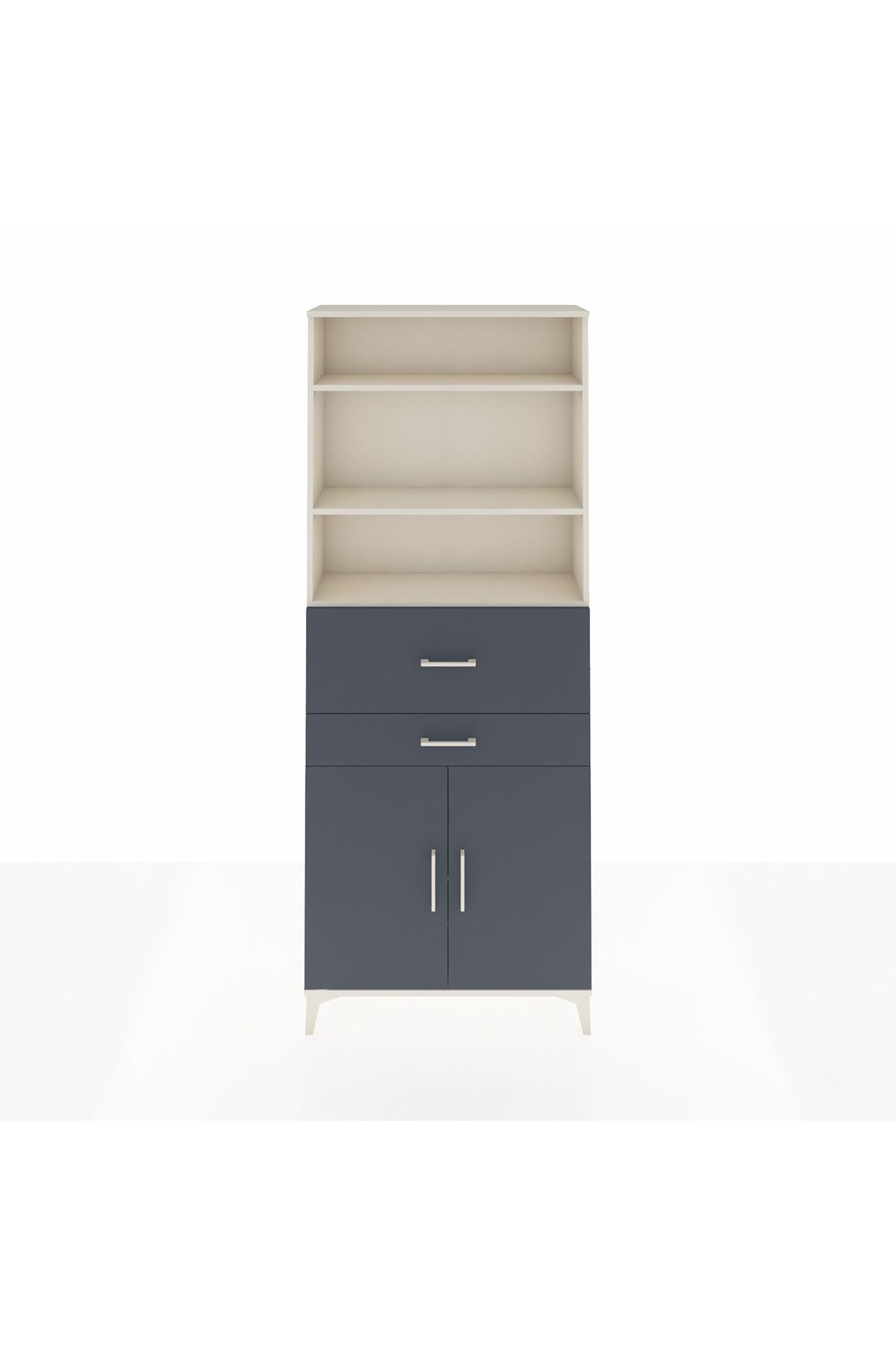 Arges Dolap 4 Raflı 2 Çekmeceli 2 Kapaklı 88x30x221 Aytaşı-Antrasit