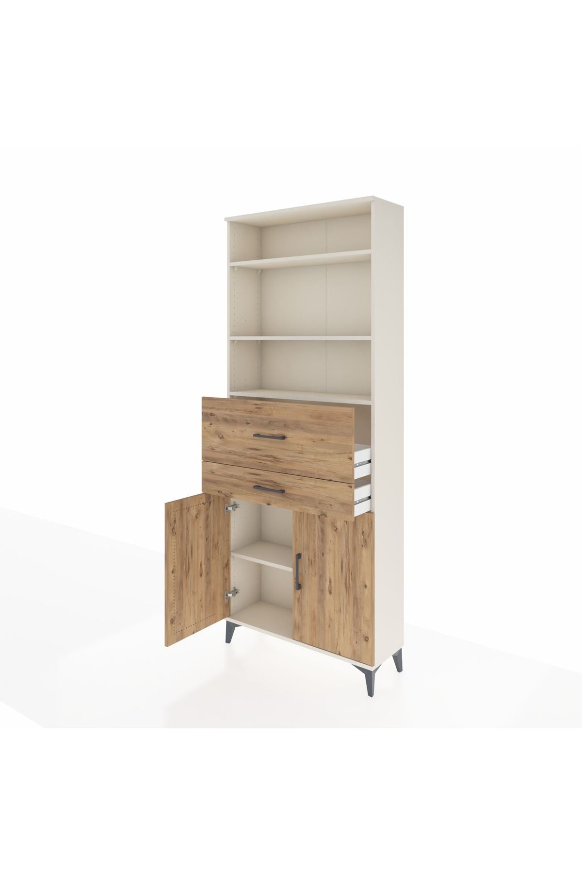 Arges Dolap 4 Raflı 2 Çekmeceli 2 Kapaklı 88x30x221 Aytaşı-Çam