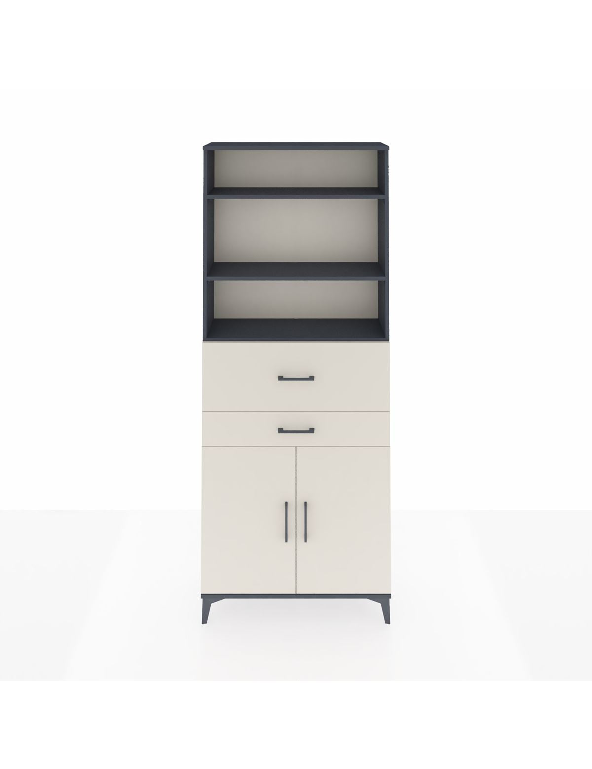 Arges Dolap 4 Raflı 2 Çekmeceli 2 Kapaklı 88x30x221 Antrasit-Aytaşı