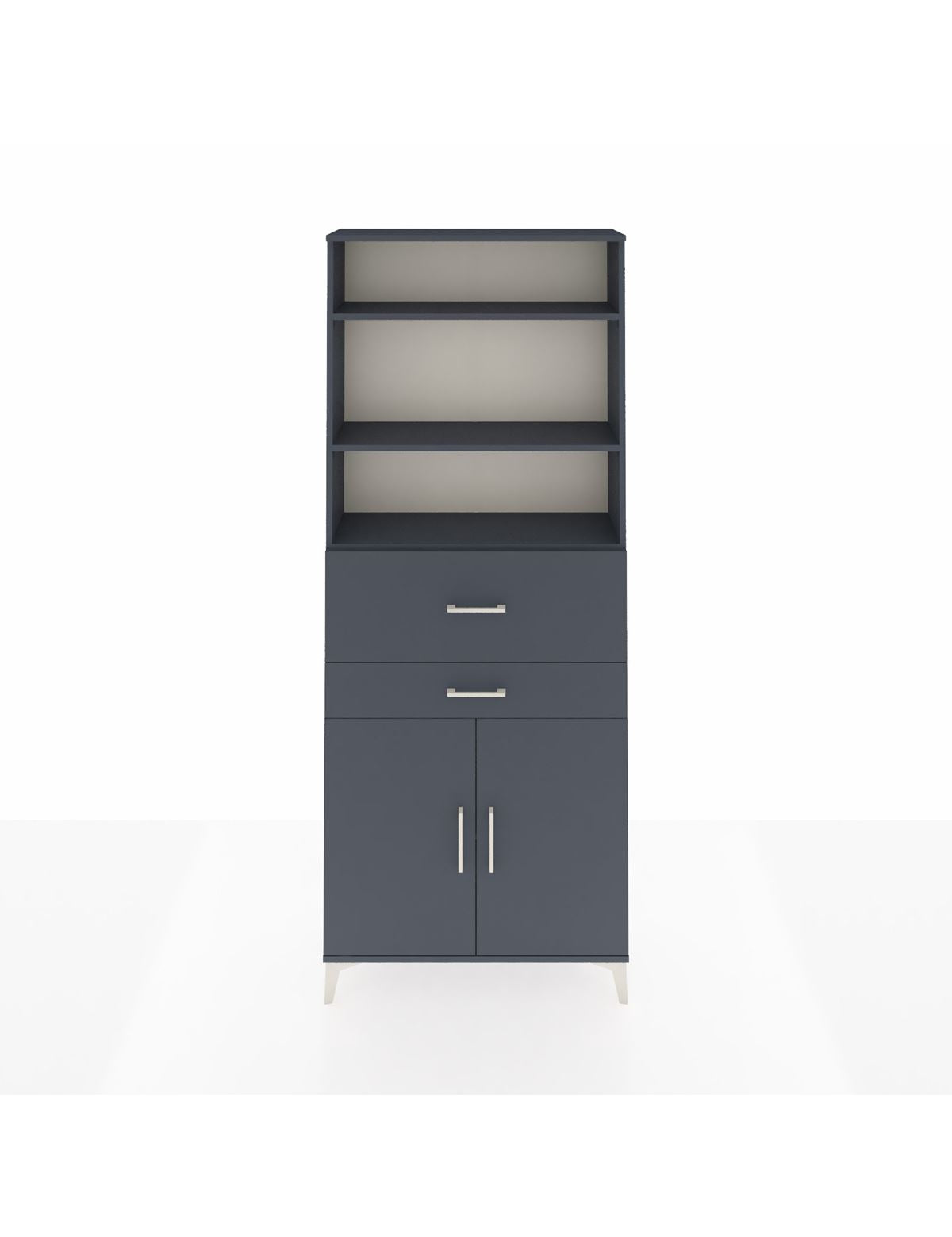 Arges Dolap 4 Raflı 2 Çekmeceli 2 Kapaklı 88x30x221 Antrasit-Antrasit