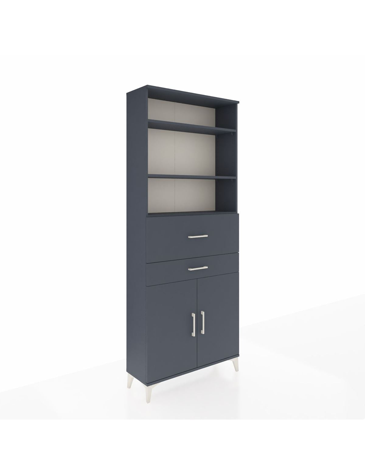 Arges Dolap 4 Raflı 2 Çekmeceli 2 Kapaklı 88x30x221 Antrasit-Antrasit