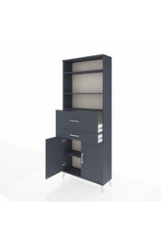 Arges Dolap 4 Raflı 2 Çekmeceli 2 Kapaklı 88x30x221 Antrasit-Antrasit