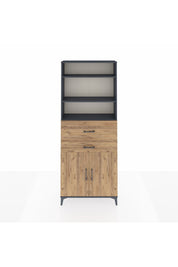 Arges Dolap 4 Raflı 2 Çekmeceli 2 Kapaklı 88x30x221 Antrasit-Çam